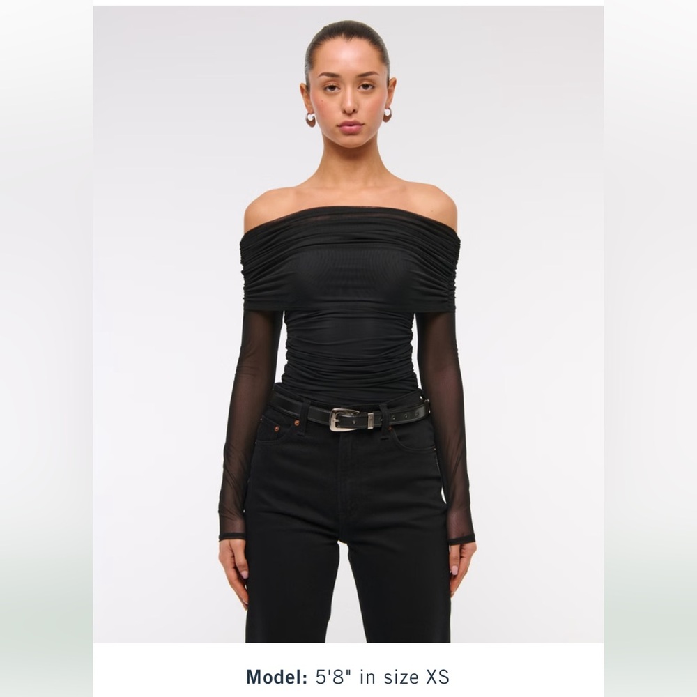Long sleeve mesh fold over bodysuit